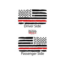 Load image into Gallery viewer, Tactical Decals Distressed Red Line USA Flag Decal for 2015-2020 Chevy Tahoe 3rd Windows - Matte Black
