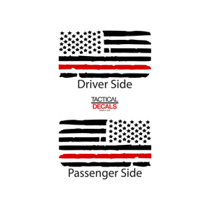 Tactical Decals Distressed Red Line USA Flag Decal for 2015-2020 Chevy Tahoe 3rd Windows - Matte Black