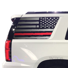 Load image into Gallery viewer, Tactical Decals Distressed Red Line USA Flag Decal for 2015-2020 Chevy Tahoe 3rd Windows - Matte Black
