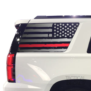 Tactical Decals Distressed Red Line USA Flag Decal for 2015-2020 Chevy Tahoe 3rd Windows - Matte Black