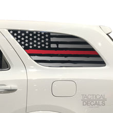 Load image into Gallery viewer, Tactical Decals Distressed USA Flag w/Thin Red Line Decal for 2011 - 2020 Dodge Durango 3rd Windows - Matte Black
