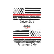 Load image into Gallery viewer, Tactica l Decals Distressed USA Flag w/Thin Red Line Decal for 2011-2019 Ford Explorer 3rd Windows - Matte Black
