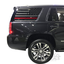 Load image into Gallery viewer, Tactical Decals Distressed USA Flag w/Thin Red Line Decal for 2015-2020 GMC Yukon 3rd Windows - Matte Black
