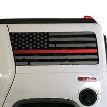 Load image into Gallery viewer, Tactical Decals Distressed USA Flag w/Thin Red Line Decal for 2002-2009 Hummer H2 3rd Windows - Matte Black
