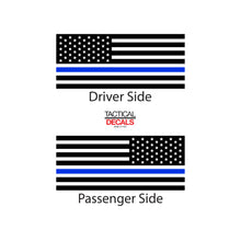 Load image into Gallery viewer, Tactical Decals USA Flag w/ Thin Blue Line Decal for 2007-2020 2-Door Jeep Wrangler Hardtop Windows - Matte Black Police support
