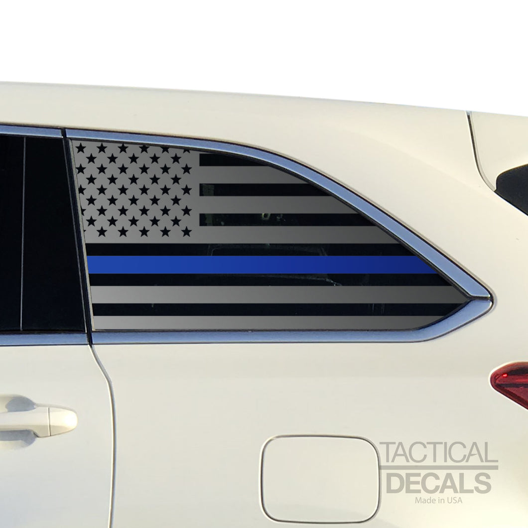 Tactical Decals USA Flag w/ Thin Blue Line Decal for 2014-2019 Toyota Highlander 3rd Windows - Matte Black