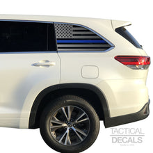 Load image into Gallery viewer, Tactical Decals USA Flag w/ Thin Blue Line Decal for 2014-2019 Toyota Highlander 3rd Windows - Matte Black
