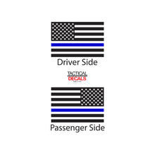 Load image into Gallery viewer, USA Flag w/ Thin Blue Line Decal for 1997 - 2006 Jeep Wrangler TJ 2 Door only - Hardtop Windows - Matte Black

