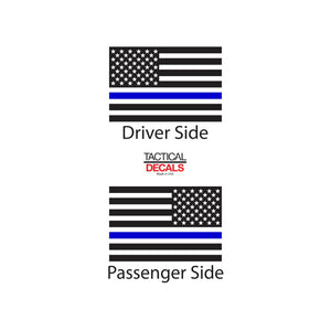 USA Flag w/ Thin Blue Line Decal for 1997 - 2006 Jeep Wrangler TJ 2 Door only - Hardtop Windows - Matte Black