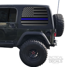 Load image into Gallery viewer, USA Flag w/ Thin Blue Line Decal for 1997 - 2006 Jeep Wrangler TJ 2 Door only - Hardtop Windows - Matte Black
