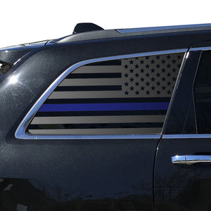 Tactical Decals USA Flag w/ Thin Blue Line Decal for 2011-2020 Jeep Grand Cherokee 3rd Windows - Matte Black
