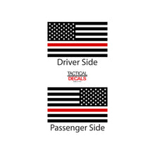 Load image into Gallery viewer, Tactical Decals USA Flag w/ Thin Red Line Decal for 2007 - 2020 Jeep Wrangler 4 Door only - Hardtop Windows - Matte Black
