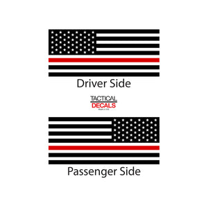 Tactical Decals USA Flag w/ Thin Red Line Decal for 2007-2020 2-Door Jeep Wrangler Hardtop Windows - Matte Black Fire Support