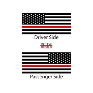 Tactical Decals Fire Fighters USA Flag w/ Thin Red Line Decal for 2003 - 2009 Toyota 4Runner Windows - Matte Black