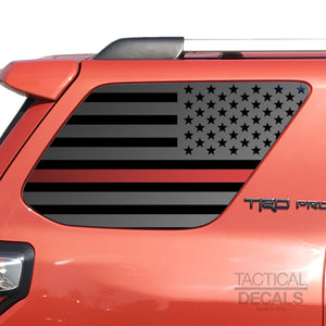 Tactical Decals USA Flag w/Thin Red Line Decal for 2010 - 2020 Toyota 4Runner Windows - Matte Black