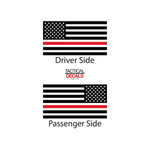 Tactical Decals USA Flag w/ Thin Red Line Decal for 2014-2019 Toyota Highlander 3rd Windows - Matte Black