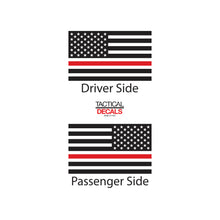 Load image into Gallery viewer, Tactical Decals USA Flag w/ Thin Red Line Decal for 2016 - 2020 Toyota tacoma Rear Door Windows - Matte Black
