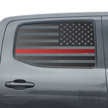 Load image into Gallery viewer, Tactical Decals USA Flag w/ Thin Red Line Decal for 2016 - 2020 Toyota tacoma Rear Door Windows - Matte Black
