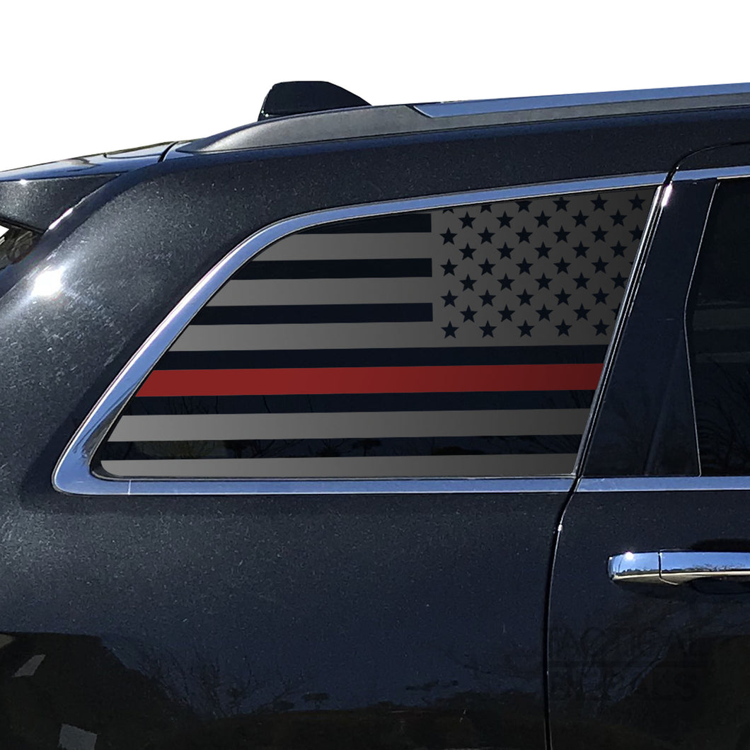 Tactical Decals USA Flag w/ Thin Red Line Decal for 2011-2020 Jeep Grand Cherokee 3rd Windows - Matte Black