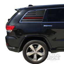 Load image into Gallery viewer, Tactical Decals USA Flag w/ Thin Red Line Decal for 2011-2020 Jeep Grand Cherokee 3rd Windows - Matte Black
