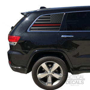 Tactical Decals USA Flag w/ Thin Red Line Decal for 2011-2020 Jeep Grand Cherokee 3rd Windows - Matte Black