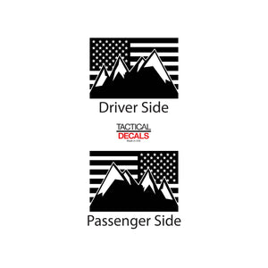 Tactical Decals USA Flag w/Mountain Peak Scene Decal for 2014-2020 Chevy Colorado Rear Door Windows - Matte Black