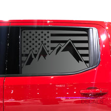 Load image into Gallery viewer, Tactical Decals USA Flag w/Mountain Peaks Scene Decal for 2020 Chevy Silverado Rear Door Windows - Matte Black
