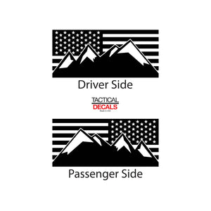 Tactical Decals USA Flag w/Mountain Peaks Decal for 2011 - 2019 Ford Explorer Windows - Matte Black