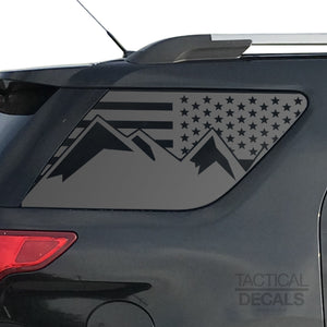 Tactical Decals USA Flag w/Mountain Peaks Decal for 2011 - 2019 Ford Explorer Windows - Matte Black
