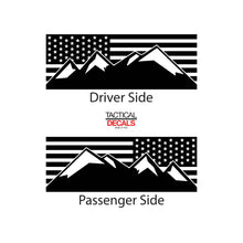 Load image into Gallery viewer, Tactical Decals USA Flag w/ Mountain Peak Scene Decal for 2020 Ford Explorer 3rd Windows - Matte Black
