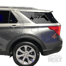 Load image into Gallery viewer, Tactical Decals USA Flag w/ Mountain Peak Scene Decal for 2020 Ford Explorer 3rd Windows - Matte Black
