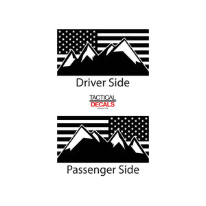 Tactical Decals USA Flag w/ Mountain Peak Scene Decal for 2006-2010 Hummer H3 3rd Windows - Matte Black