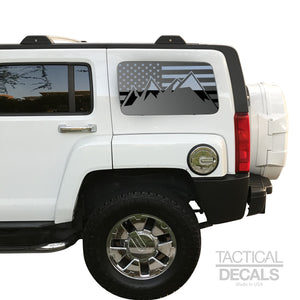 Tactical Decals USA Flag w/ Mountain Peak Scene Decal for 2006-2010 Hummer H3 3rd Windows - Matte Black