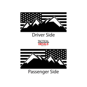 Tactical Decals USA Flag w/Mountain Peaks Scene Decal for 2003 - 2009 Toyota 4Runner Windows - Matte Black