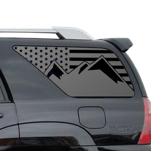 Tactical Decals USA Flag w/Mountain Peaks Scene Decal for 2003 - 2009 Toyota 4Runner Windows - Matte Black