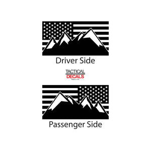 Tactical Decals USA Flag w/ Mountain Peaks Decal for 2010 - 2020 Toyota 4Runner Windows - Matte Black