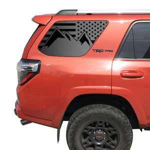 Tactical Decals USA Flag w/ Mountain Peaks Decal for 2010 - 2020 Toyota 4Runner Windows - Matte Black