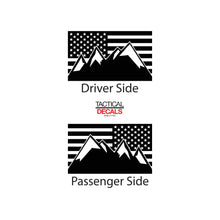 Load image into Gallery viewer, Tactical Decals USA Flag w/ Mountain Peak Scene Decal for 2016 - 2020 Toyota tacoma Rear Door Windows - Matte Black
