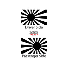 Load image into Gallery viewer, Rising Sun Flag Decal for 2007 - 2020 Jeep Wrangler 4 Door only - Hardtop Windows - Matte Black
