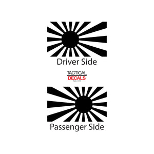 Rising Sun Flag Decal for 2007 - 2020 Jeep Wrangler 4 Door only - Hardtop Windows - Matte Black