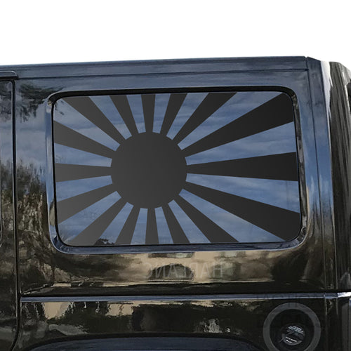 Tactical Decals Rising Sun Flag Decal for 2007 - 2020 Jeep Wrangler 4 Door only - Hardtop Windows - Matte Black