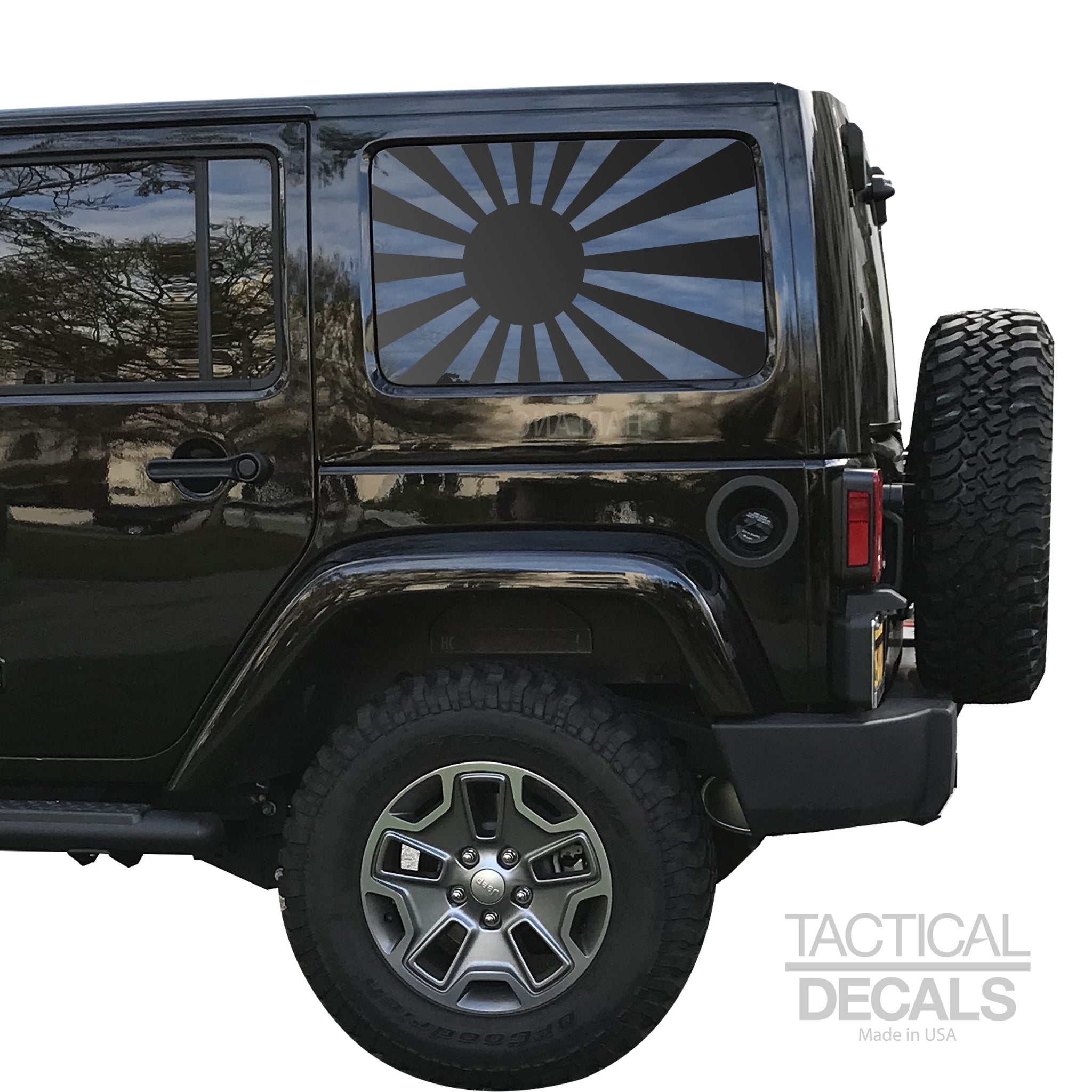 Rising Sun Flag Decal for 2007 - 2024 Jeep Wrangler 4 Door only