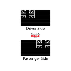 State of Hawaii Flag Decal for 2014 - 2020 Toyota Tundra Crew Max Rear Door Windows - Matte Black