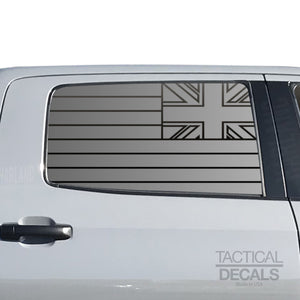 State of Hawaii Flag Decal for 2014 - 2020 Toyota Tundra Crew Max Rear Door Windows - Matte Black