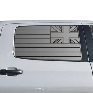 State of Hawaii Flag Decal for 2014 - 2020 Toyota Tundra Crew Max Rear Door Windows - Matte Black