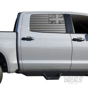 State of Hawaii Flag Decal for 2014 - 2020 Toyota Tundra Crew Max Rear Door Windows - Matte Black