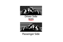 Load image into Gallery viewer, USA Flag w/Mountain Scene Decal for 2007-2020 2-Door Jeep Wrangler Hardtop Windows - Matte Black
