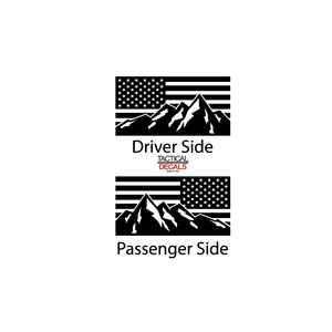 USA Flag w/ Mountain design Decal for 2010 - 2023 Toyota 4Runner Windows - Matte Black