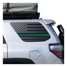 Load image into Gallery viewer, USA Flag w/ Green Line design Decal for 2010 - 2023 Toyota 4Runner Windows - Matte Black
