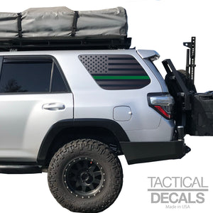 USA Flag w/ Green Line design Decal for 2010 - 2023 Toyota 4Runner Windows - Matte Black